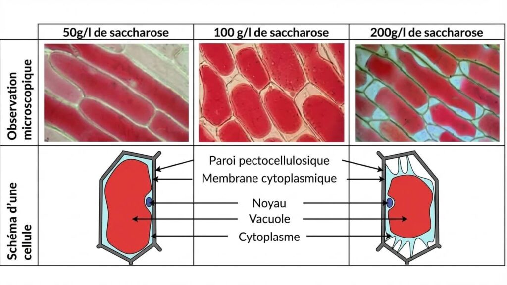 Observation microscopique de la plasmolyse et la turgescence des cellules d'oignon