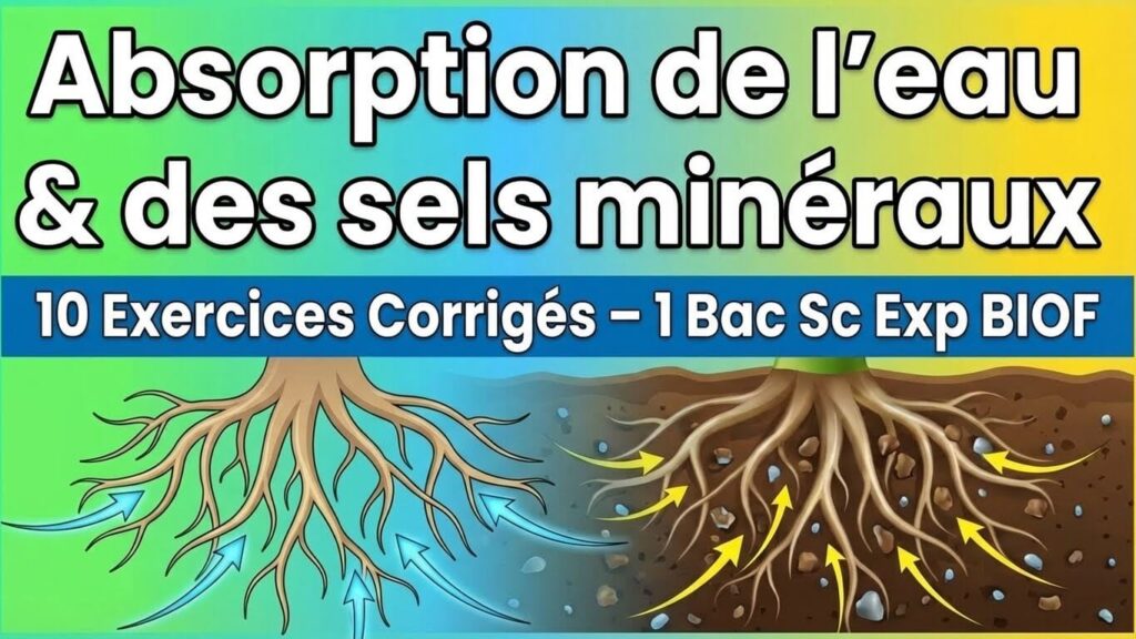 Série de 10 exercices corrigés sur l'absorption de l'eau et des sels minéraux pour 1 Bac Sciences Expérimentales BIOF