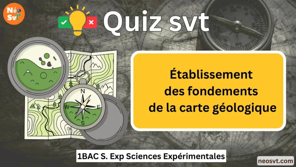 Évaluation interactive sur l'établissement des fondements de la carte géologique avec symboles de boussole et relevés cartographiques - NéoSvt.