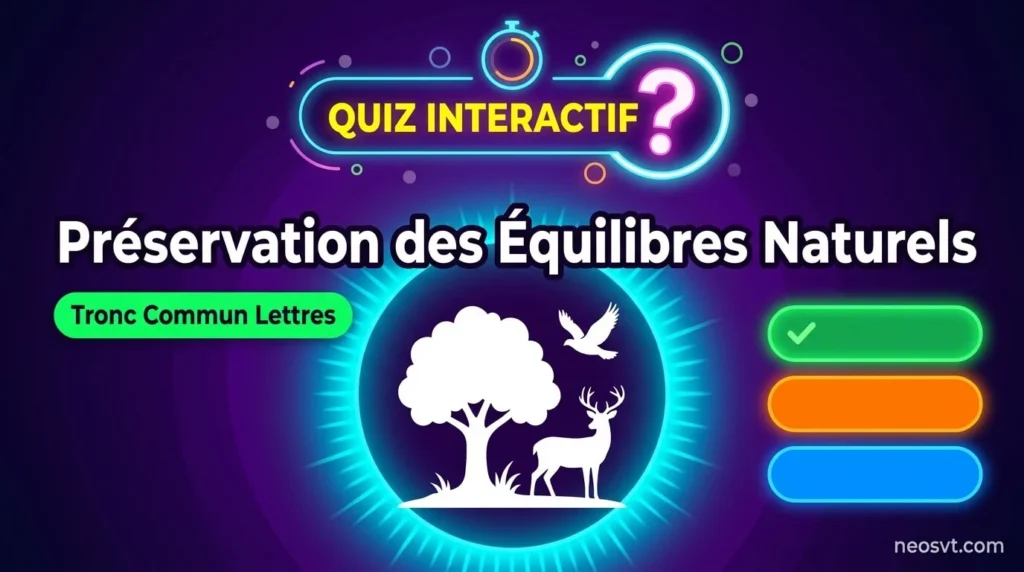 Quiz interactif : Préservation des équilibres naturels, cours de SVT Tronc Commun Lettres.
