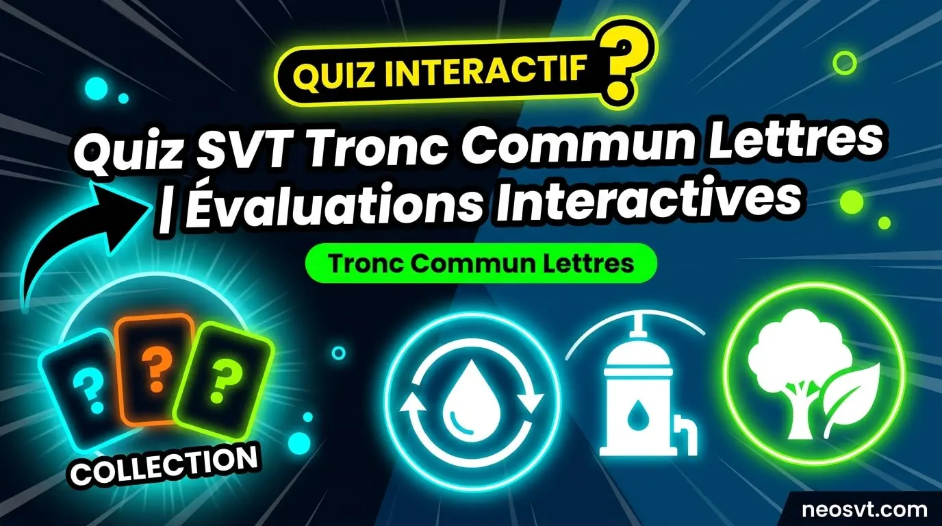 Couverture de la collection complète de quiz SVT interactifs pour le Tronc Commun Lettres sur neosvt.com