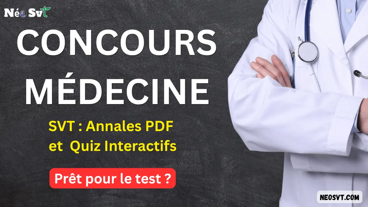 Préparation au concours de médecine au Maroc : annales de SVT au format PDF et quiz interactifs sur NéoSvt.