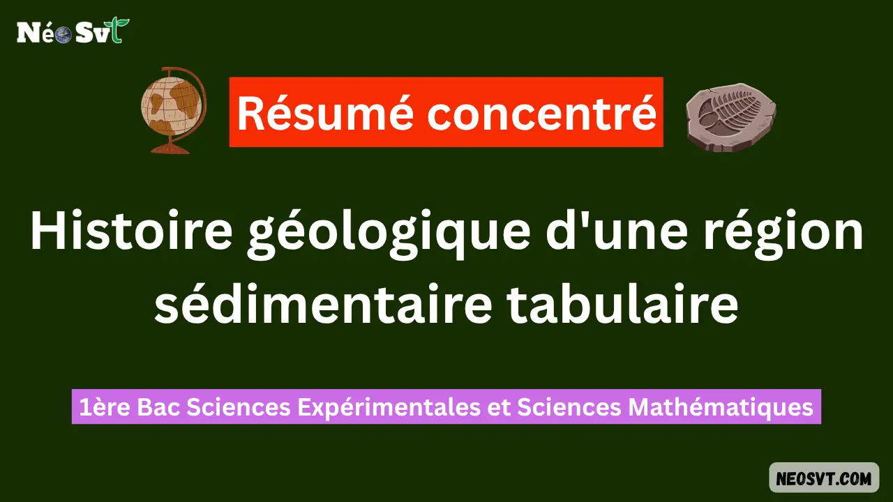 Miniature du résumé concentré sur l'histoire géologique d'une région sédimentaire tabulaire pour 1ère Bac Sciences Expérimentales et Mathématiques BIOF